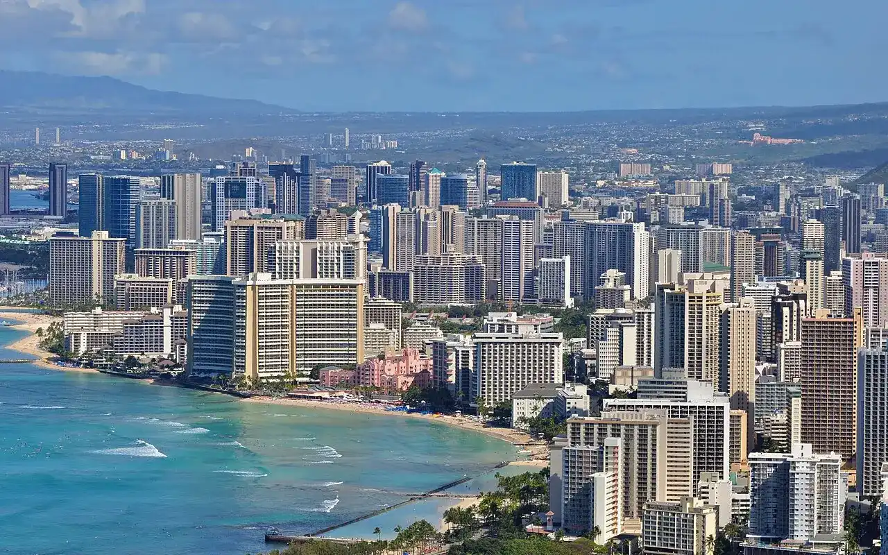 Honolulu skyline and the Oahu coast